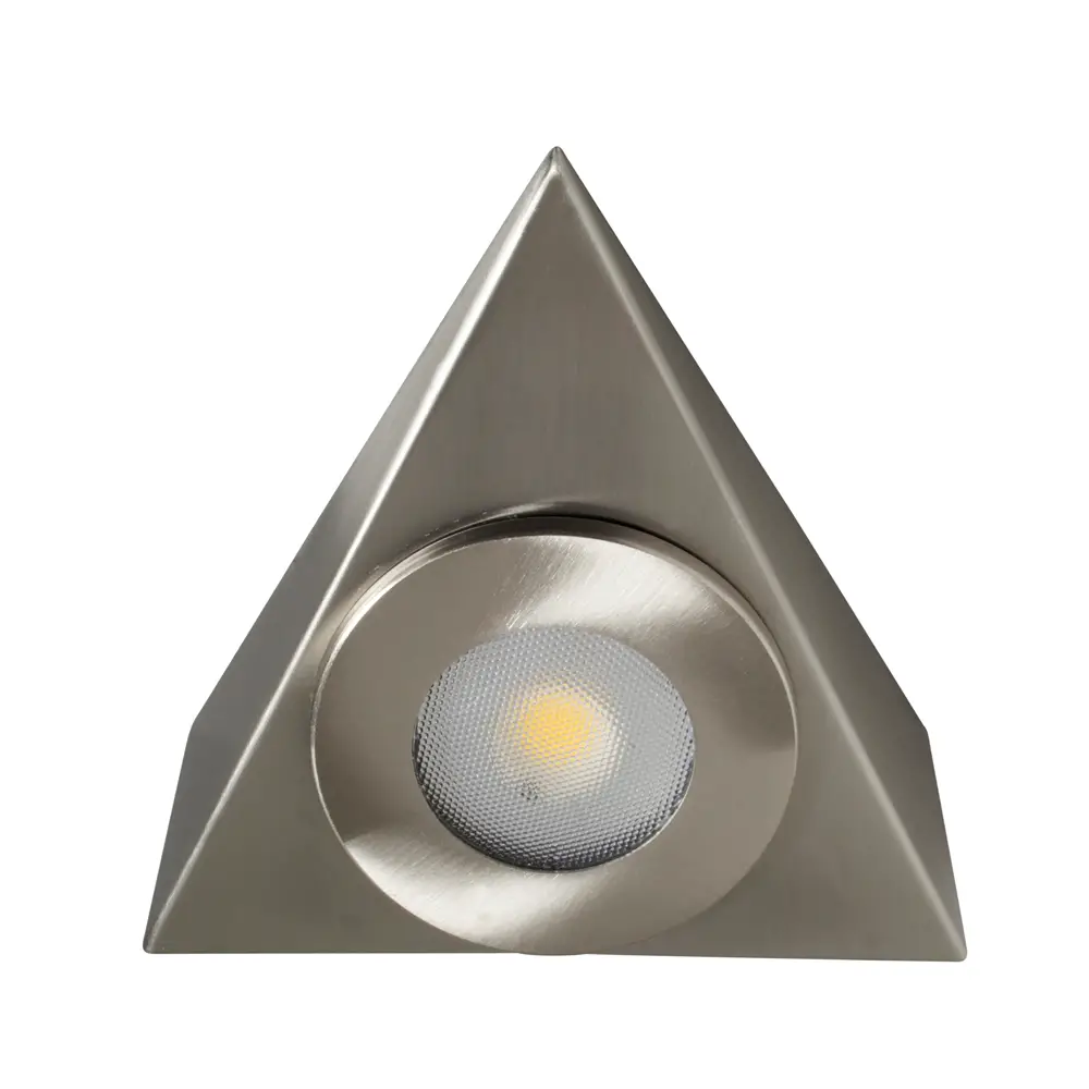 ROBUS RYA2P530-13 Brushed Chrome Triangular Surface Mounted Mains Voltage LED Cabinet Light
