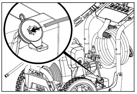 Insert the detergent suction hose