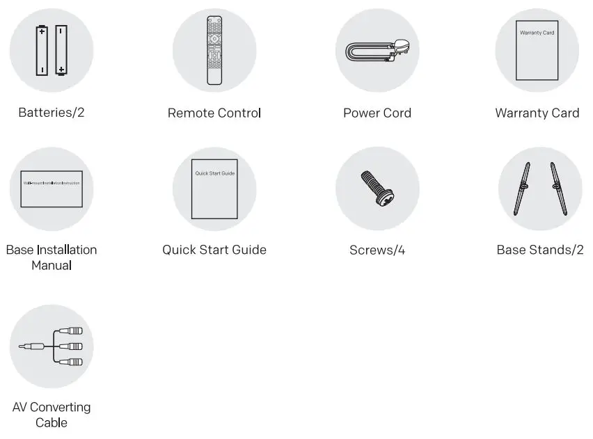 coocaa 70S5G 50 Inch LED TV User Guide - Standard Accessories