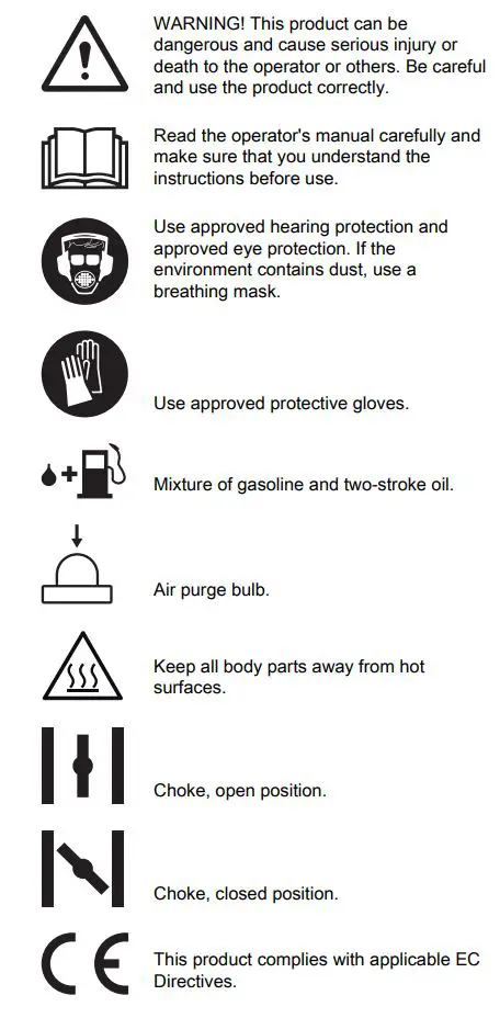 Husqvarna 350BT Leaf Blower User Manual - Symbols on the product