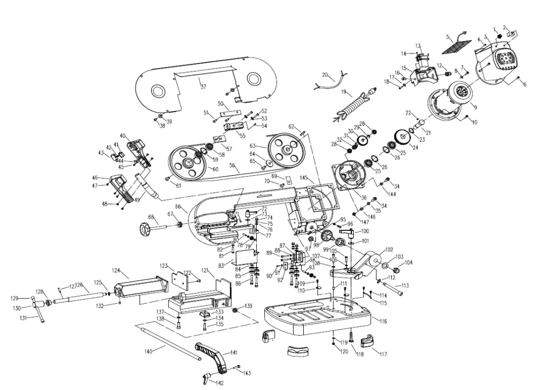 KLUTCH 101670 Metal Cutting Band Saw - Parts Diagram
