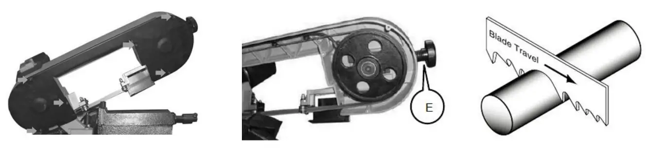 KLUTCH 101670 Metal Cutting Band Saw - Reposition the blade