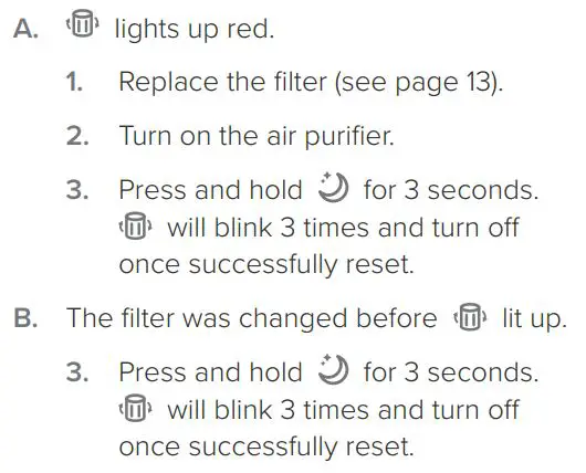 FIG 16 Resetting the Check Filter Indicator