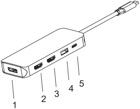 Baseus 0304 USB-C Multi-Functional Hub Structure Diagram 1