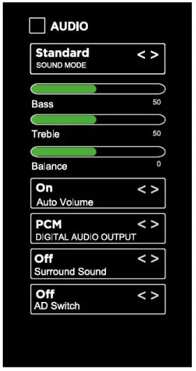 BLAUPUNKT 58” 4K Ultra HD Smart TV - AUDIO MENU