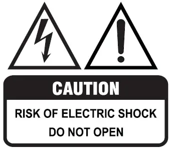Caution - Risk of electric shock - Do not open