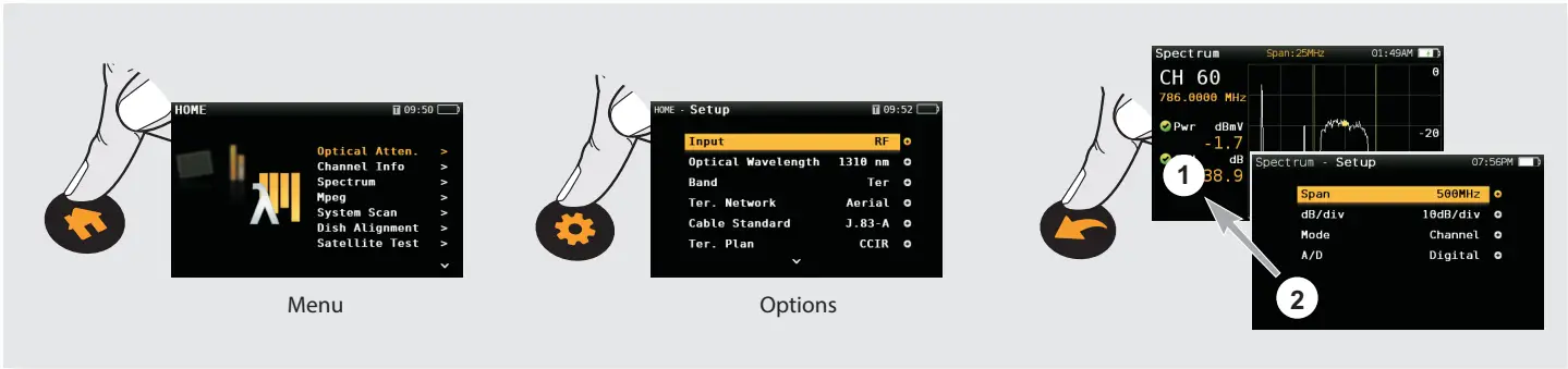 Televes 593601 H30 Crystal Digital Processing Handheld DVB Meter Analyzer - Buttons