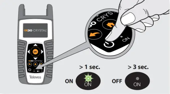Televes 593601 H30 Crystal Digital Processing Handheld DVB Meter Analyzer - Power ON