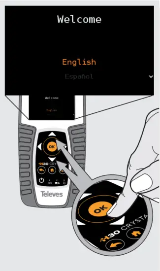 Televes 593601 H30 Crystal Digital Processing Handheld DVB Meter Analyzer - Select language