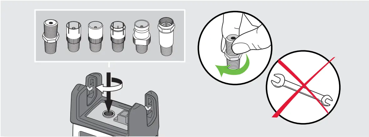 Televes 593601 H30 Crystal Digital Processing Handheld DVB Meter Analyzer - connector options