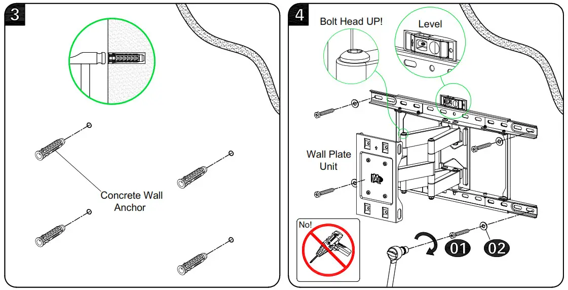 Mounting Dream Full Motion TV Solid Concrete Installation 3