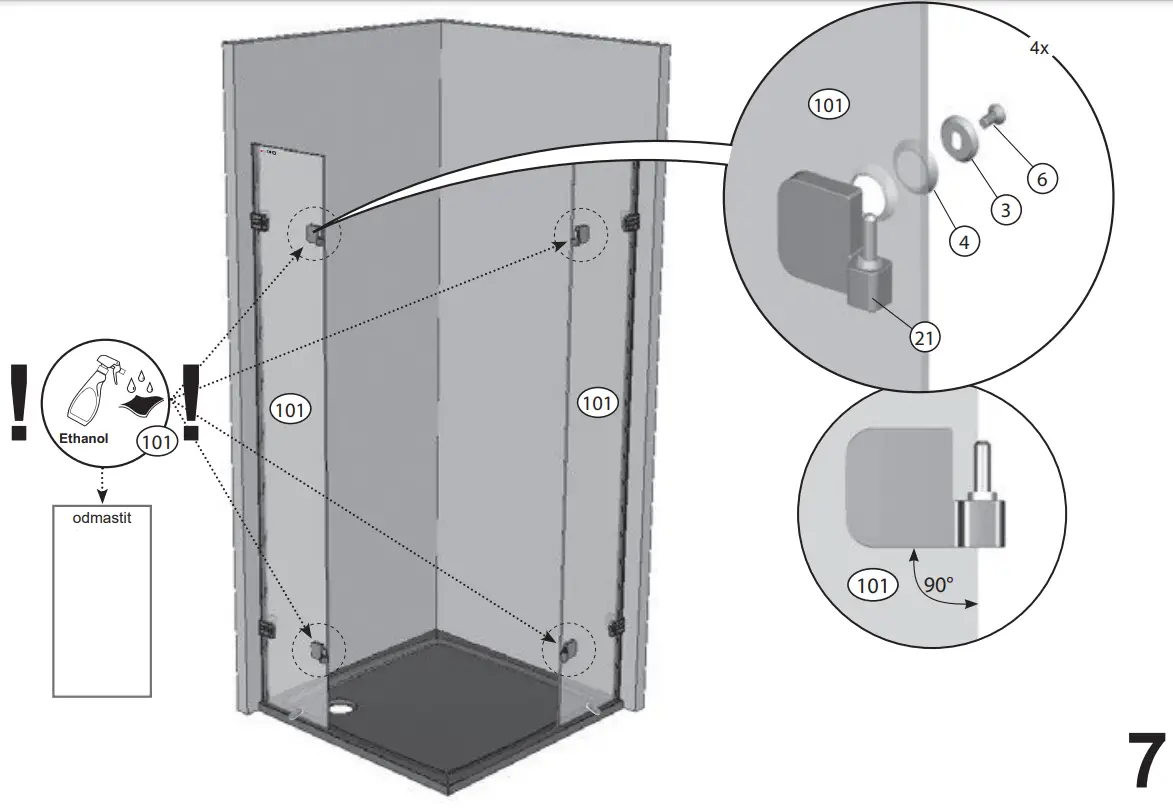 RAVAK BSRV4 Plus B Set 80 Corner Shower - FIG 10
