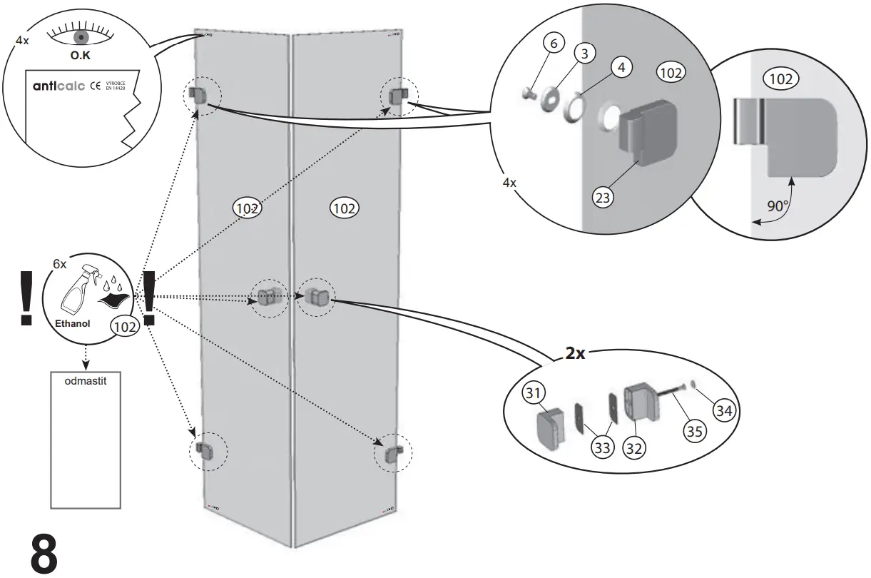 RAVAK BSRV4 Plus B Set 80 Corner Shower - FIG 11