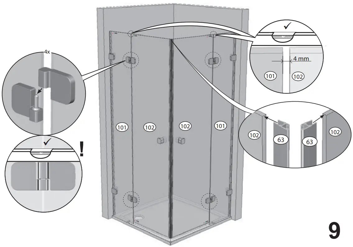 RAVAK BSRV4 Plus B Set 80 Corner Shower - FIG 12