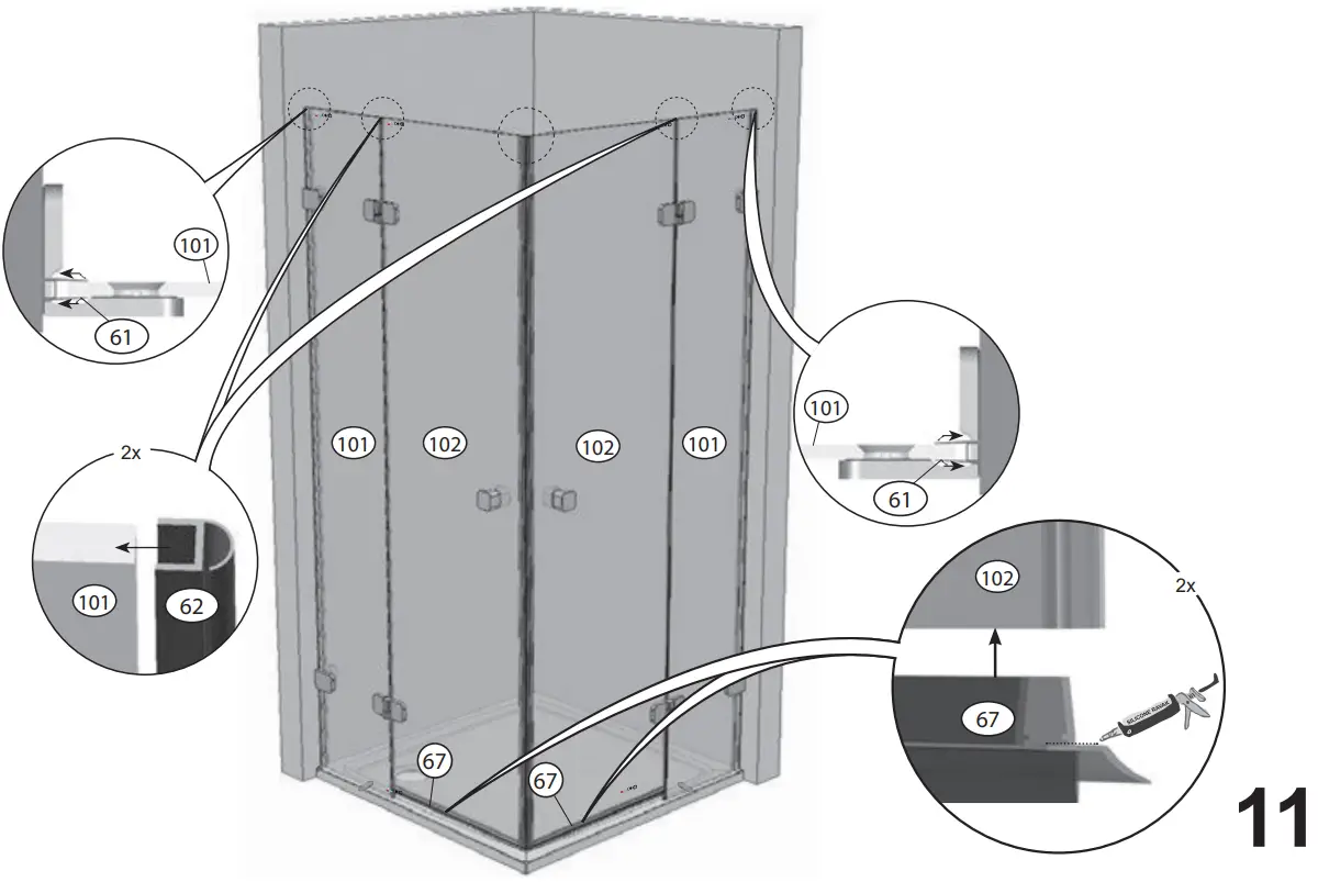 RAVAK BSRV4 Plus B Set 80 Corner Shower - FIG 14