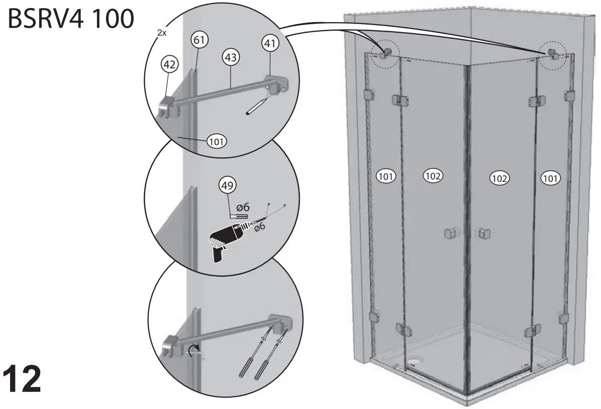 RAVAK BSRV4 Plus B Set 80 Corner Shower - FIG 15
