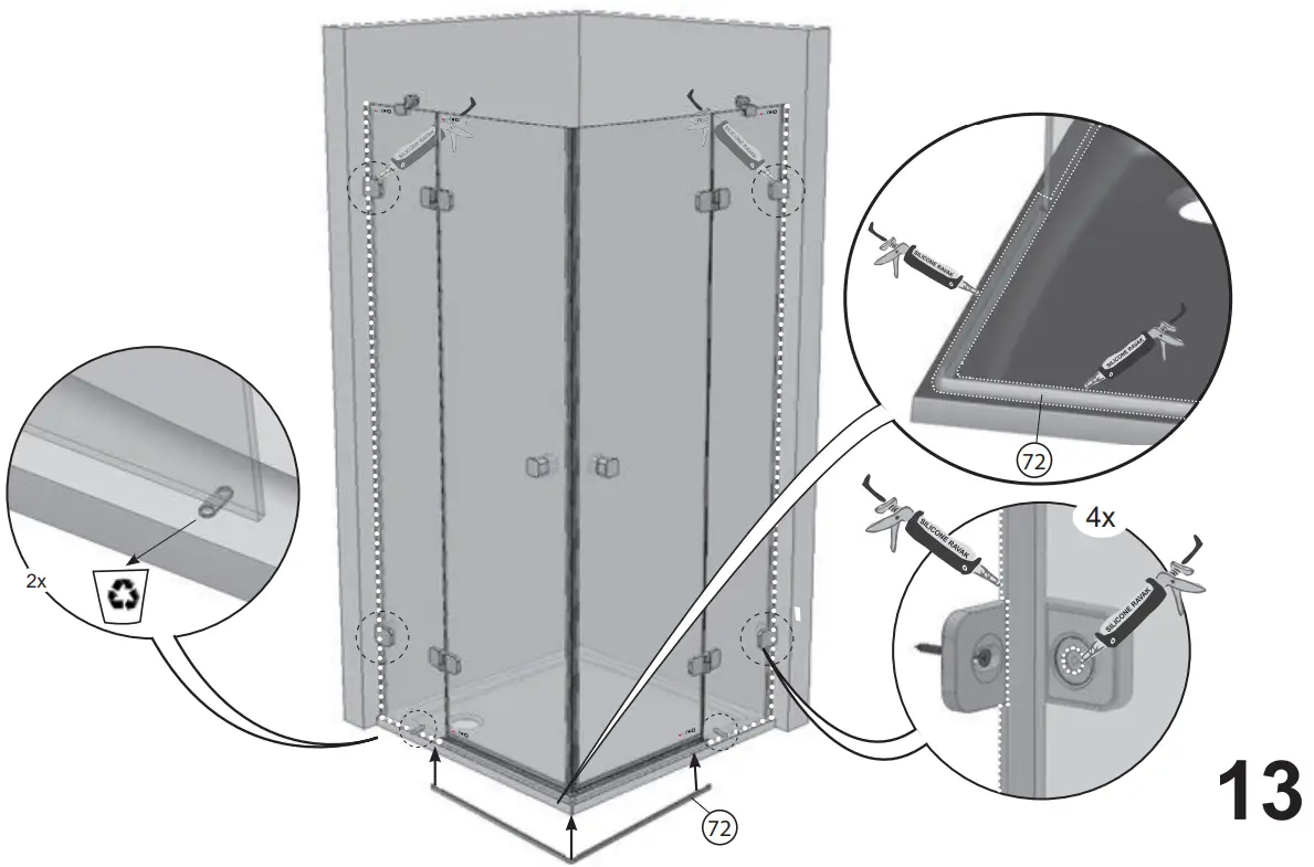 RAVAK BSRV4 Plus B Set 80 Corner Shower - FIG 16