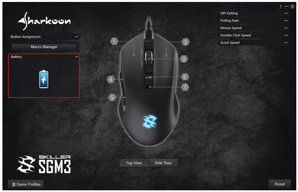 Sharkoon Wireless Gaming Mouse - Battery