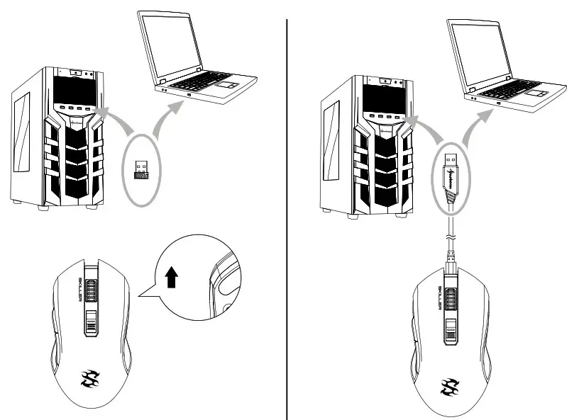 Sharkoon Wireless Gaming Mouse - Connecting