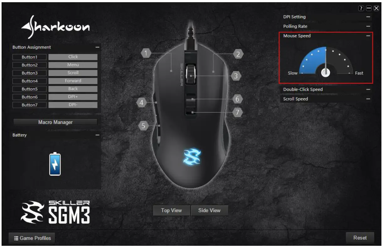 Sharkoon Wireless Gaming Mouse - Mouse Speed