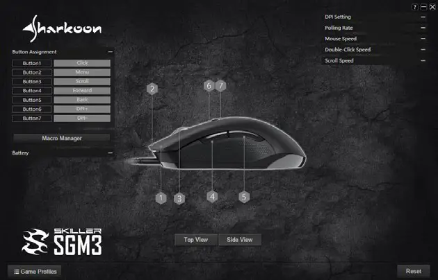 Sharkoon Wireless Gaming Mouse - Setting