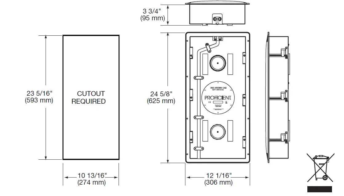 PROFICIENT PAS-HRSIW8-CAB High Resolution Series In Wall Subwoofer fig 1