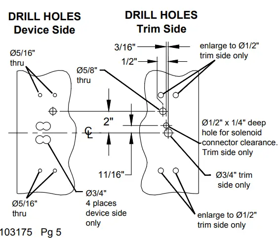 DETEX 104200 Lever Trim Instruction Manual PREP DOOR