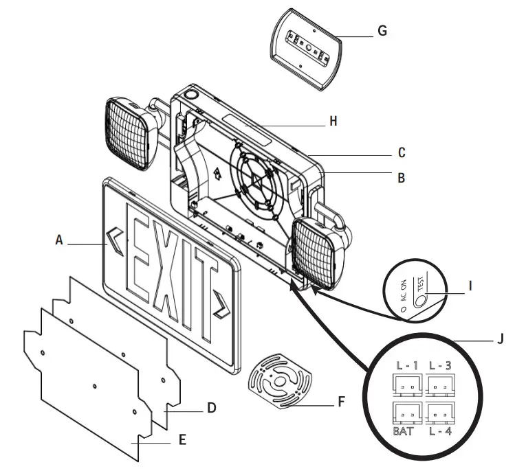 Commercial Electric EECLEDRGMVRHC Dual Color LED Exit Emergency Light Remote Capable -Figure 1