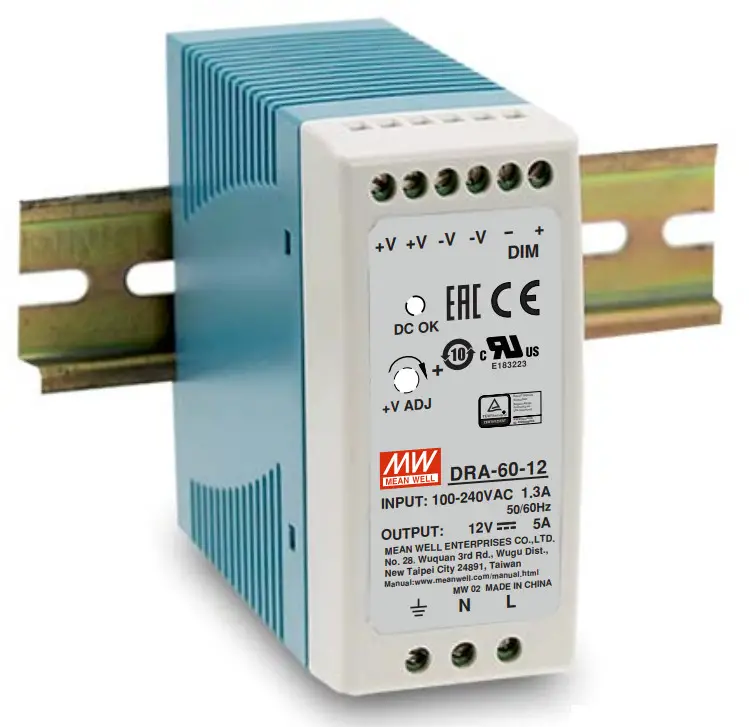 MEAN WELL DRA 60 Series 60W Single Output Switching Power Supply