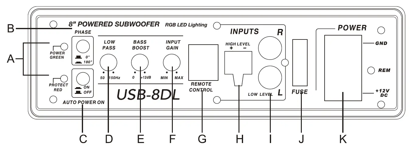 SOUNDSTREAM USB-8DL 8 Inch Subwoofer Ativo 1