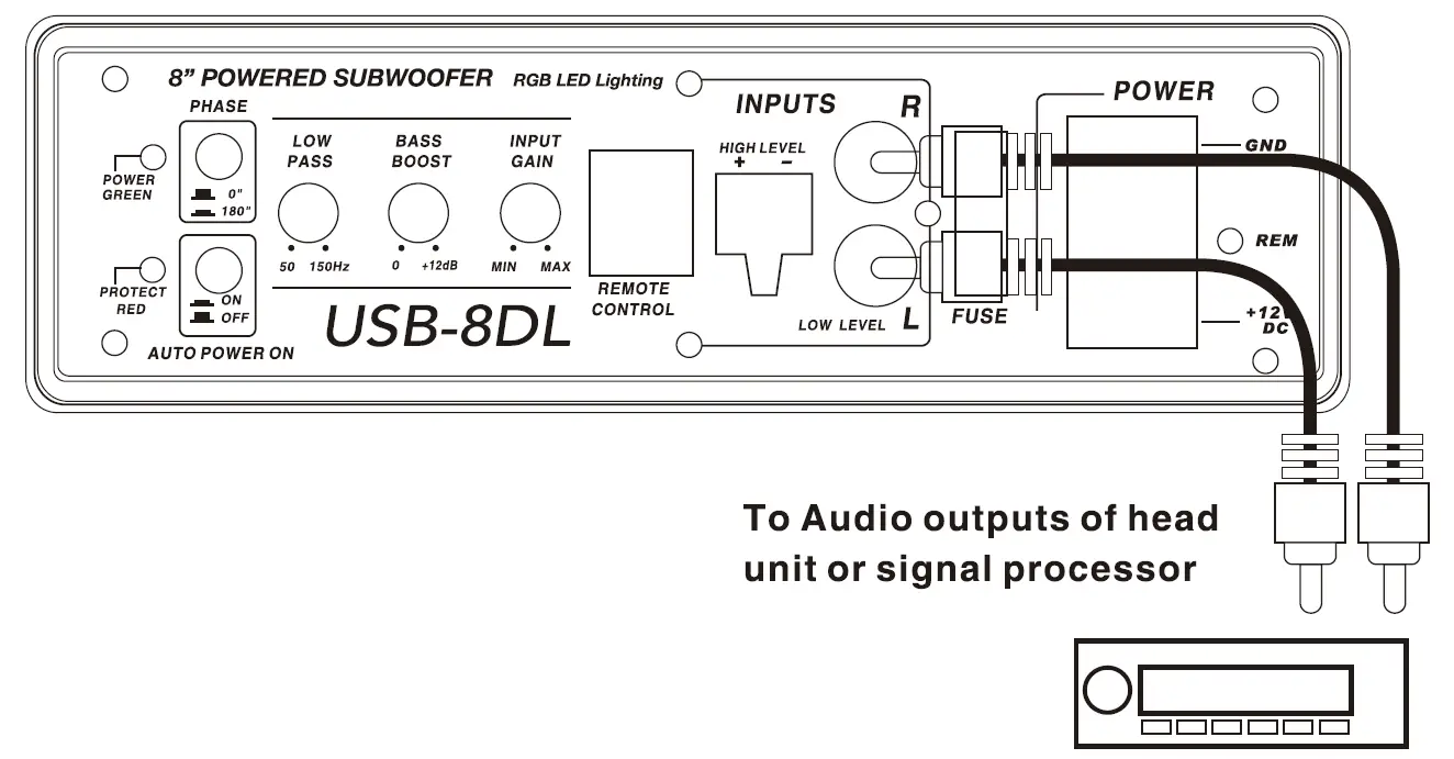 SOUNDSTREAM USB-8DL 8 Inch Subwoofer Ativo 2
