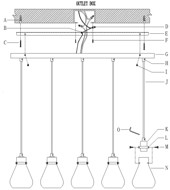ZEVNI A04779 Shalna 5-Light Black Transitional Chandelier-FIG3