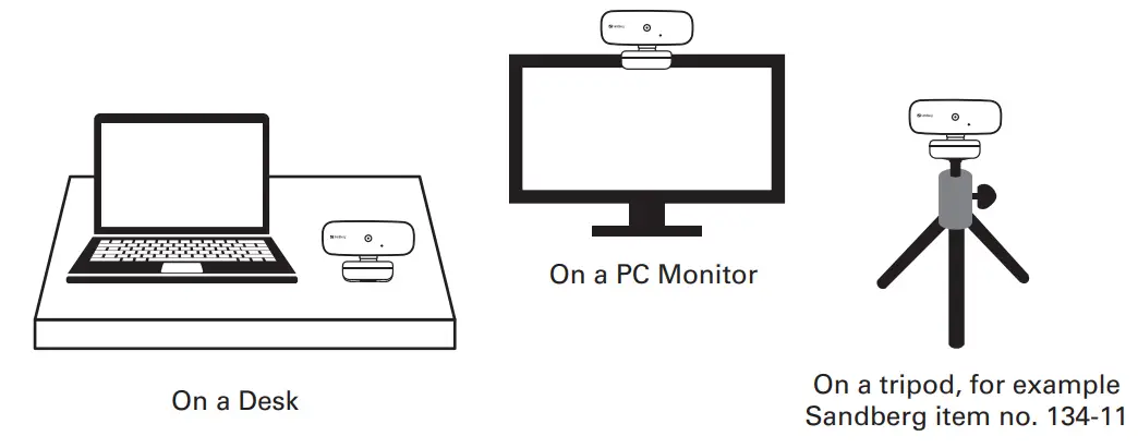 Sandberg 134-14 USB Webcam Autofocus 1080P HD - Mounting