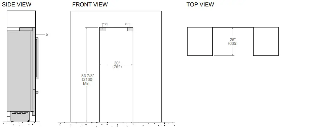 BERTAZZONI REF30BMBIPLT 30 Inch Panel Ready Left Hinge Built In Bottom Mount Refrigerator - SIDE VIEW 1
