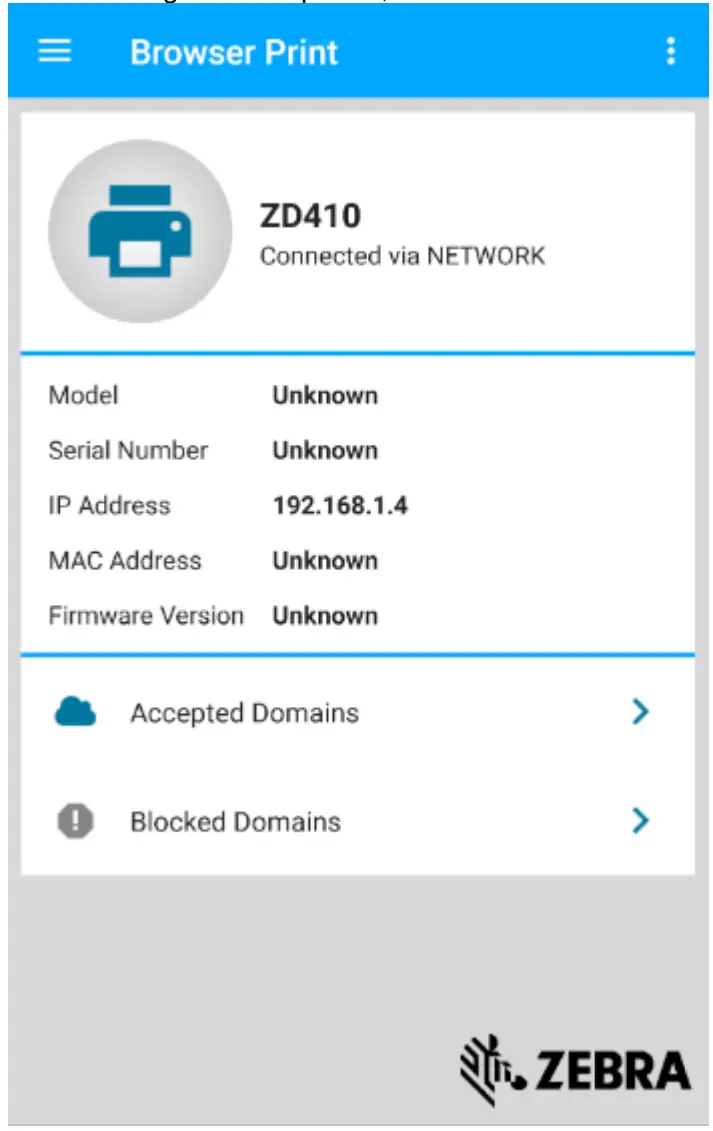 ZEBRA Browser Print Android - app