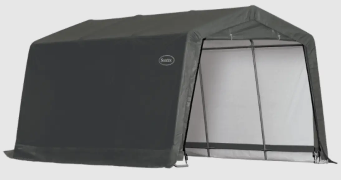 Scotts-70496-Storage-Shed-10-x-15-x 8’-Green-PeaK-PRODUCT-IMAGE