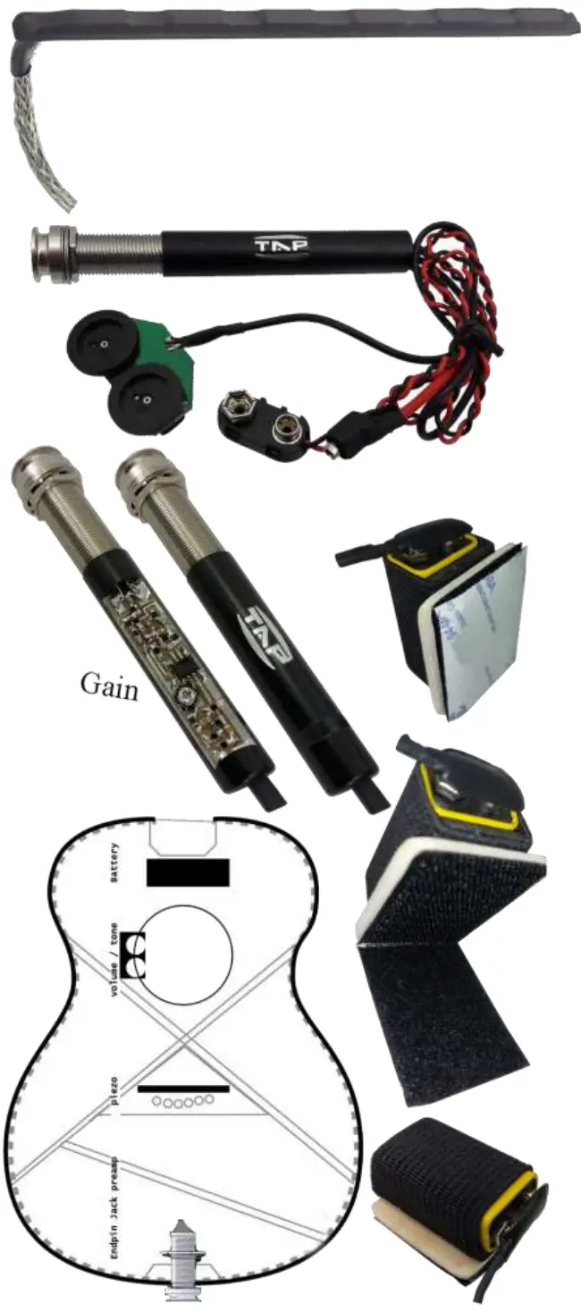 TAP ENJ CP Preamp Jack with Volume Tone and on Board Gain Control and Piezo Bar