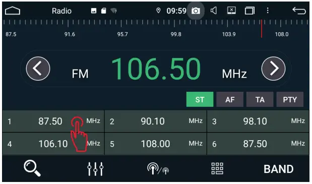 POLARIS GPS Android Unit - Radio Presets Radio Presets 4
