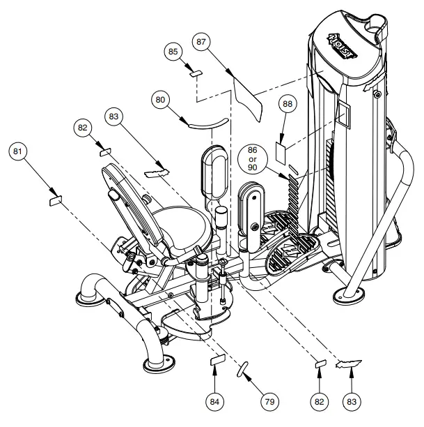 HOIST HD 3800 Inner Outer Thigh Fitness - DECAL PLACEMENT