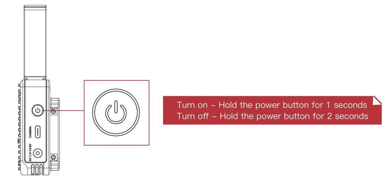 ACCSOON CineEye 2S Wireless SDI HDMI Video Transmitter with 5 GHz Wi-Fi for up to 4 Mobile Devices - Turn On Off