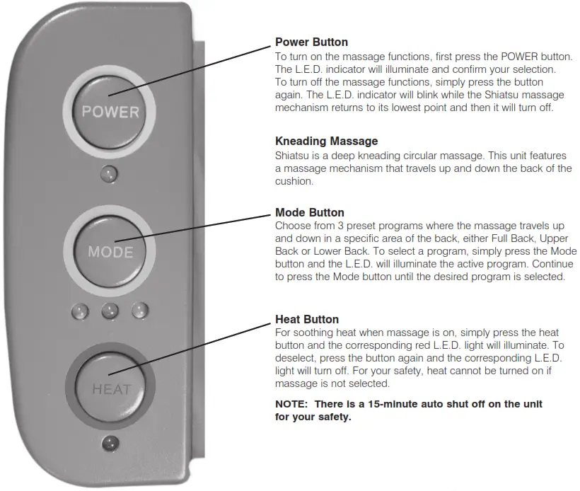 Homedics MCS-125HA-THP Kneading Shiatsu Massage Cushion with Heat Instruction - Massage Cushion