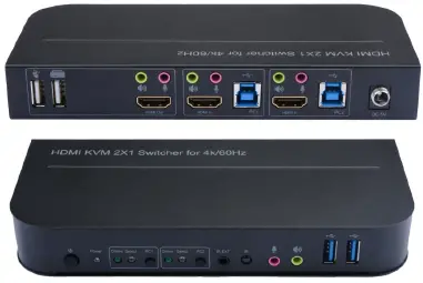 BLACKBIRD 42643 4k HDMI 2.0 2x1 USB 3.0 KVM Switch
