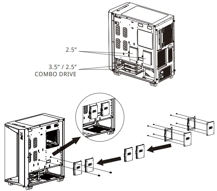 XPG 053 Cruiser Super Mid Tower Chassis - STORAGE LOCATIONSXPG 053 Cruiser Super Mid Tower Chassis - STORAGE LOCATIONS