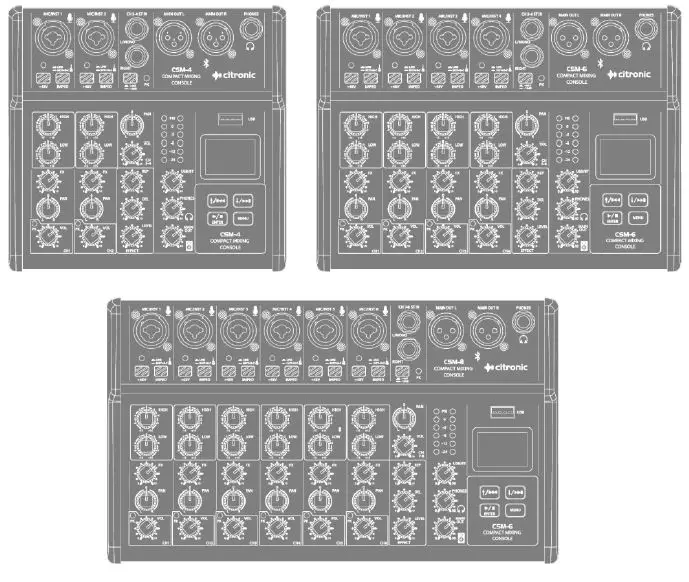 citronics CSM-series Compact Mixers with USB Player