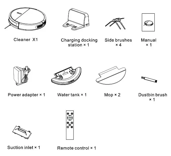 HONGJINGYANG B-X5 Multifunctional Robotic Vacuum Cleaner- Components of the cleaner
