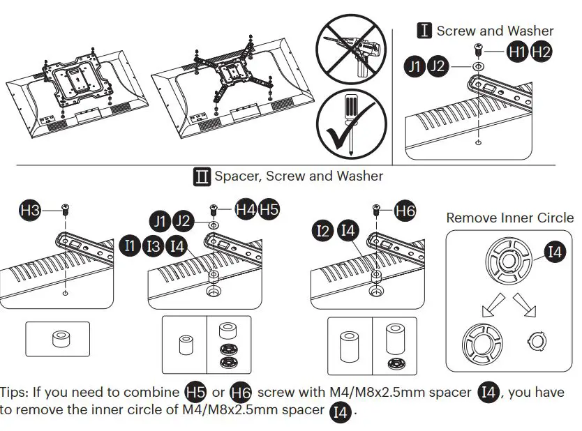 onn 100027964 Full Motion TV Wall Mount User Guide - Attach Face Plate or TV