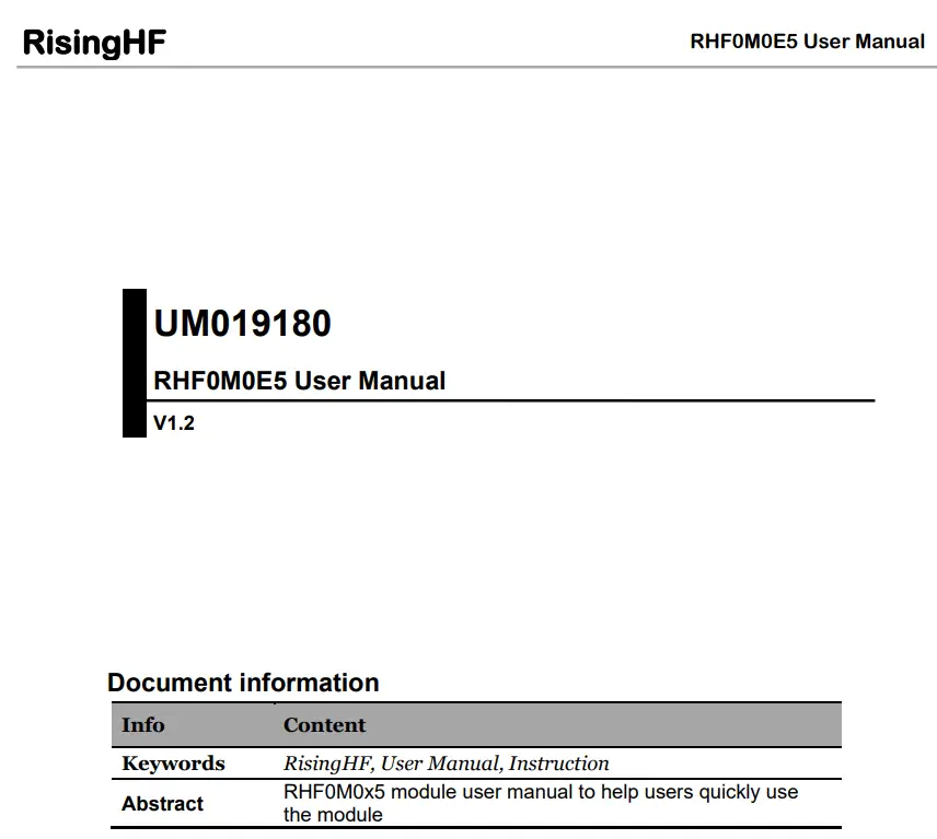 RiSiNGHF RHF0M0E5 LoRaWAN Module User Manual