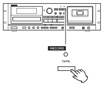 TASCAM CD Player Cassette Deck Owner’s Manual - Press the RECORD TAPE button again to start recording