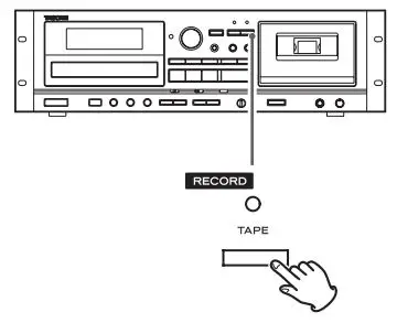 TASCAM CD Player Cassette Deck Owner’s Manual - Press the RECORD TAPE button to start recording