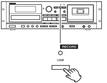 TASCAM CD Player Cassette Deck Owner’s Manual - Press the RECORD USB button to start recording standby